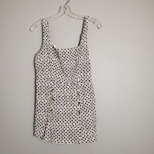 Urban Outfitters Dalila Square Neck Skort Romper Size S Geometric Black/White